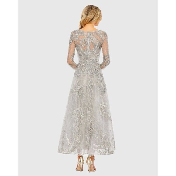 MAC DUGGAL SIZE  20 Gray EMBELLISHED WRAP 3/4 SLEEVE Cocktail Formal DRESS NWT - Picture 3 of 10